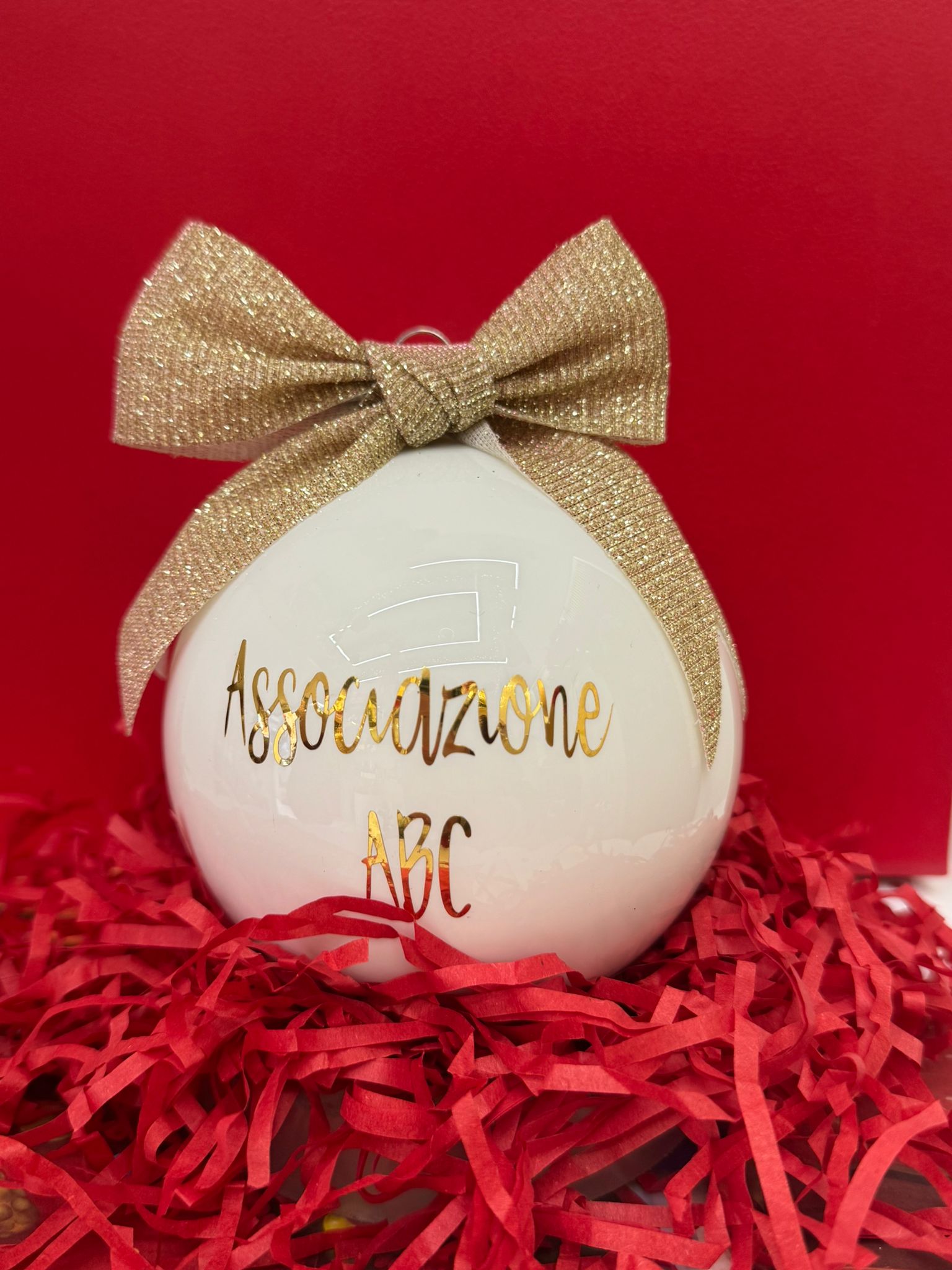 Sfera Natalizia Personalizzabile con Fiocco – Un Regalo Unico - Con Box regalo