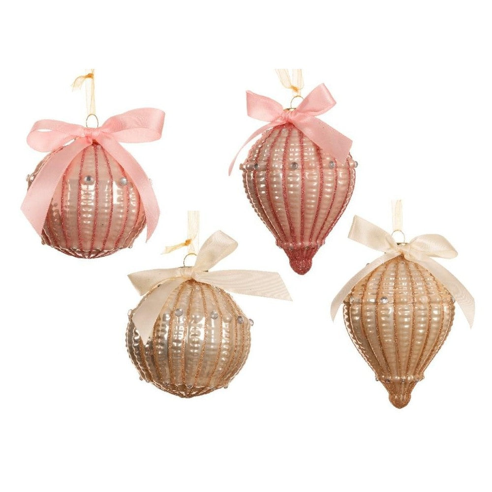 Decorazioni Natalizie Sfera con Strass e Fiocco – 4 Varianti