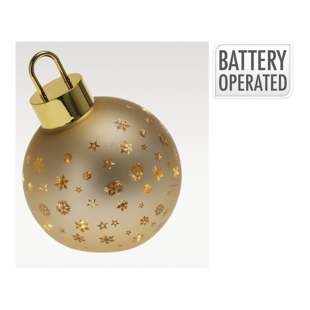 Sfera di Vetro con LED e Stelle Dorate – Oro e Rosso – 15 cm