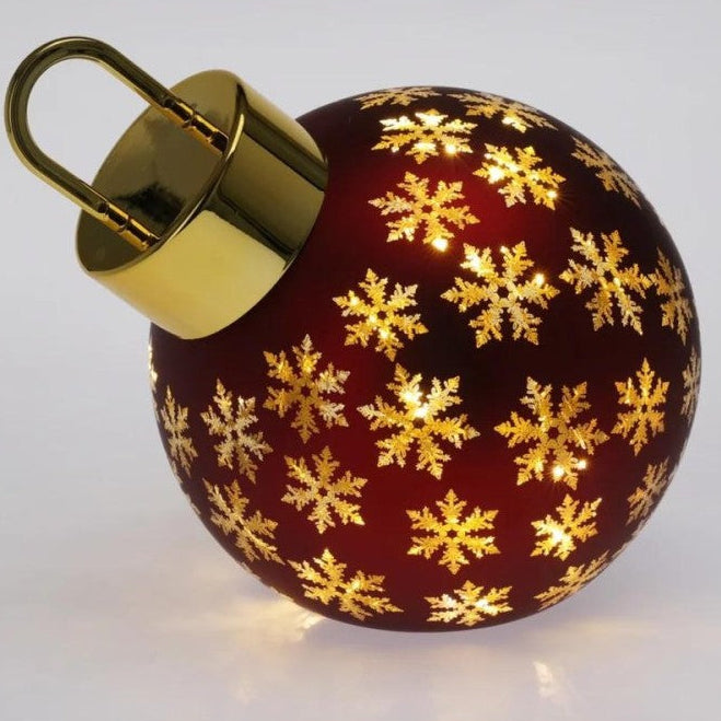 Sfera di Vetro Natalizia con LED – 2varianti Oro e Rosso – 20 cm